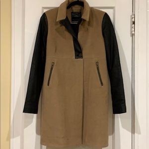 ALL SAINTS Italian yarn coat in tan/black